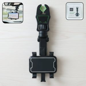 360 Degree Adjustable Rearview Mirror Car Mobile Phone Holder (1 Pc)