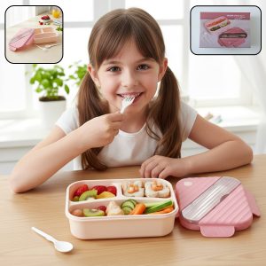 Plastic 3 Compartment Lunch Box for Kids