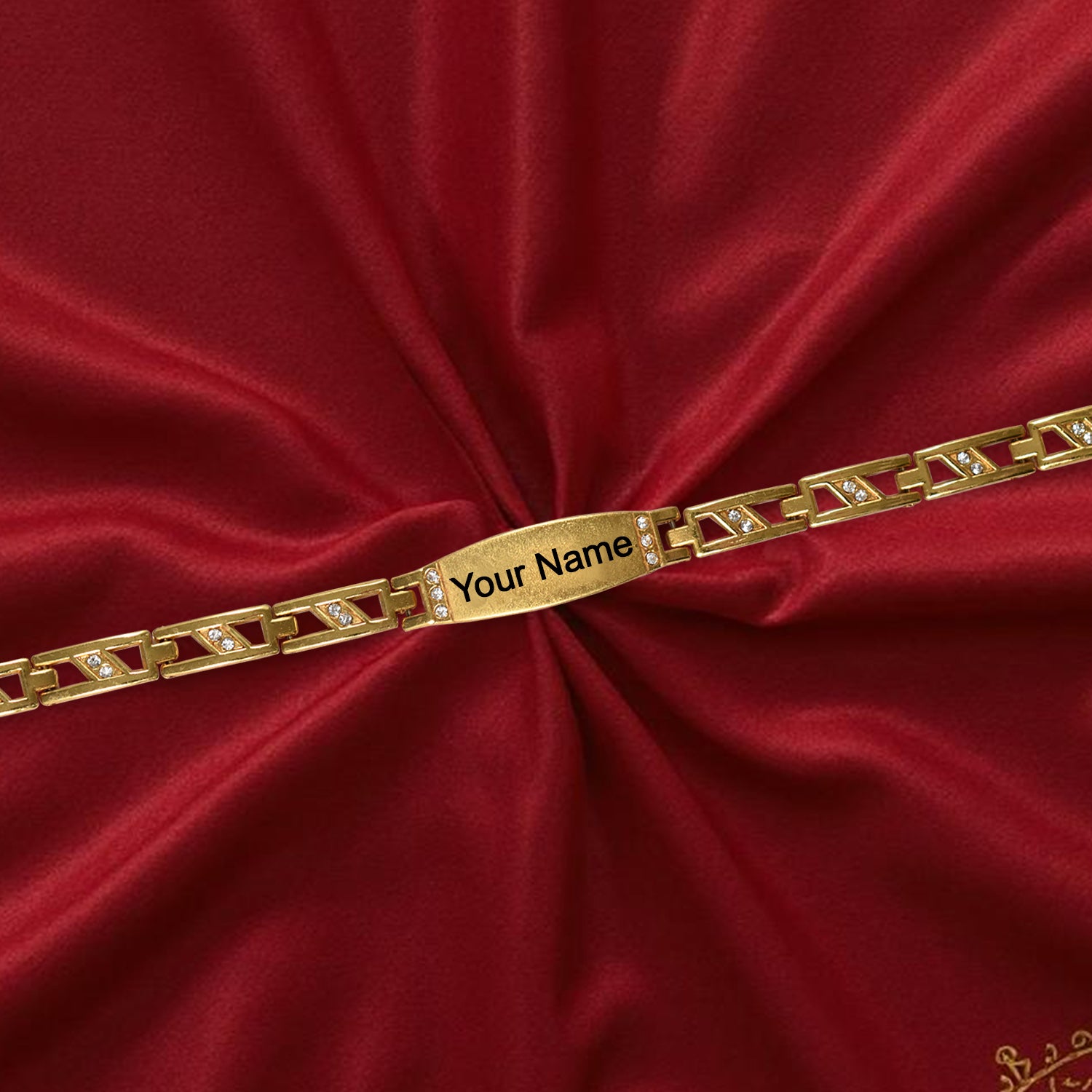 Custom Name Bracelet with Ethnic Band – Personalized Gold-Plated Wristwear