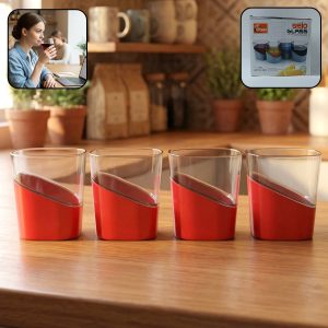 Prexo Stylish Grip Base Plastic Selo Glass (4 Pc, Set 300 ML Each)