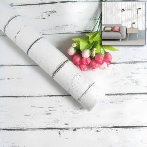 White Wood Grain Self-Adhesive Wallpaper 45 cm x 10 meter (1 Pc)