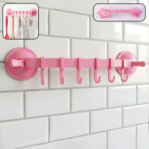 Multipurpose Wall-Mounted Plastic Hanging Rack (6 Hook, 1 Pc)