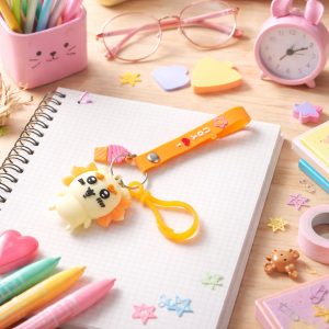 Cute Cartoon Animal Ice Cream Strap Keychain (1 Pc)