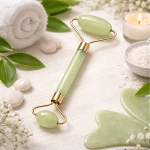 Premium Dual Head Jade Stone Face Roller & Gua Sha Massage Tool Set (1 Pc)