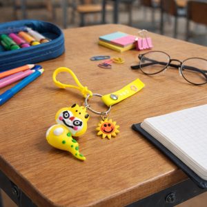 Cute Cartoon Dinosaur Style Keychain with Strap and Decorative Charm (1 Pc)