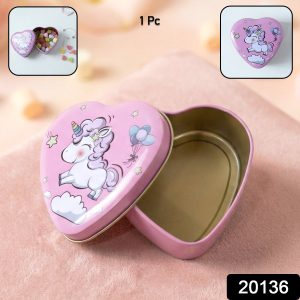 Heart Shaped Unicorn Printed Multipurpose Storage Box (1 Pc)