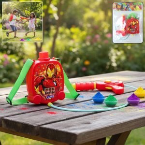 Kids Backpack Style Water Gun with Tank and Pipe Set, Pichkari (1 Set)