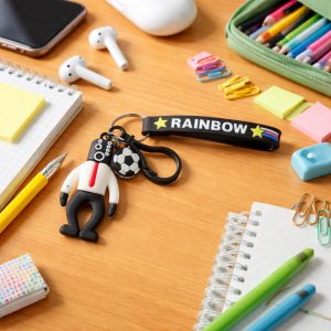 Rainbow Strap Cartoon Football Boy Keychain (1 Pc)