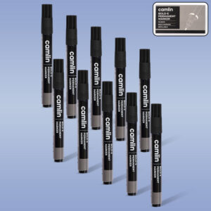 Camlin Bold-E Permanent Marker Black Long-Lasting Refillable Marker Pack of 10