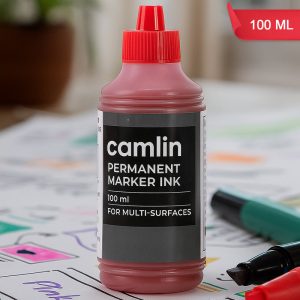 Camlin Permanent Marker Ink 100 ml – Red Color Refill Ink for Multi-Surfaces