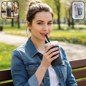 Swirl Design Drinking Tumbler Cup with Lid and Straw (1 Pc)