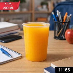 Transparent Reusable Plastic Drinking Glass 200 ML Approx (1 Pc)