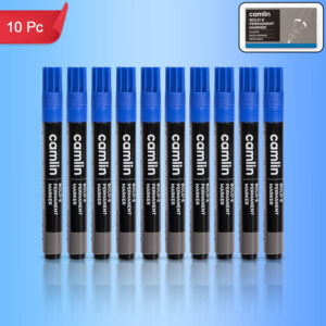 Camlin Bold-E Permanent Marker Blue Long-Lasting Refillable Marker Pack 10