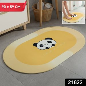 Anti-Slip Cartoon Panda Printed Bathroom Floor Mat (1 Pc, 90 x 59 Cm)