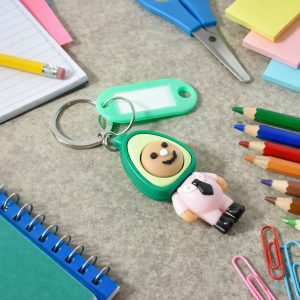 Cute Cartoon Avocado Character Keychain (1 Pc)