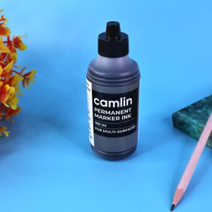 Camlin Permanent Marker Ink 100 ml – Black Color Refill Ink for Multi-Surfaces