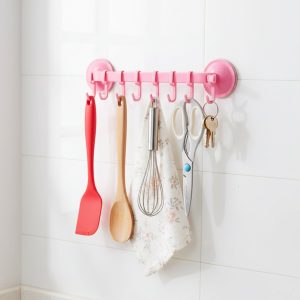 Multipurpose Wall-Mounted Plastic Hanging Rack (6 Hook, 1 Pc)