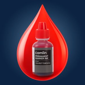 Camlin Permanent Marker Ink 15 ml – Red Color Refill Ink for Multi-Surfaces