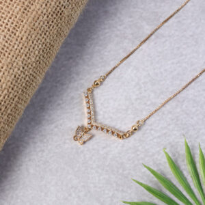 Butterfly Charm V-Shape Pendant Necklace