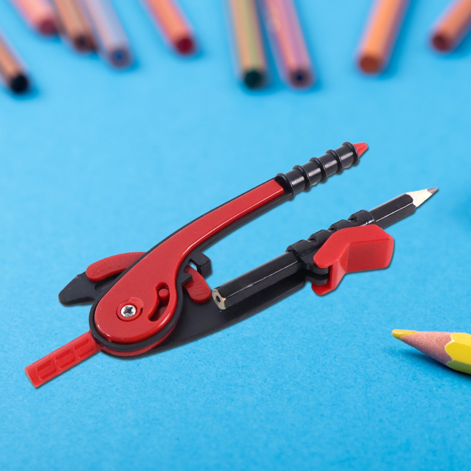 2 Pc Geometry Set – Built-in Pencil Grip & Transparent Plastic Protractor