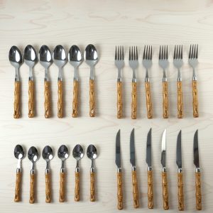 Stainless Steel Cutlery Set with Wooden Finish Handle (24 Pc Set)