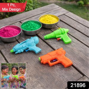 Mini Plastic Holi Pichkari Water Gun Toy for Kids (1 Pc, Mix Design)