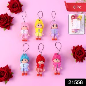 Cute Mini Doll Hanging Keychain Set (6 Pc Mix Color)