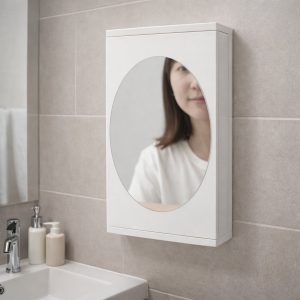 Wall Mounted Rotating Bathroom Mirror Cabinet (1 Pc, 22x42 Cm)