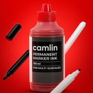 Camlin Permanent Marker Ink 100 ml – Red Color Refill Ink for Multi-Surfaces