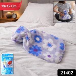 Floral Printed Soft Plush Hot Water Bag And Cover (19x12 Cm)
