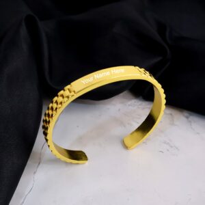Custom Engraved Gold-Plated Bracelet – Personalized Adjustable Cuff for Men & Women