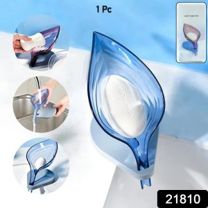 Leaf Shape Soap Dish Holder with Drain for Bathroom & Kitchen Use