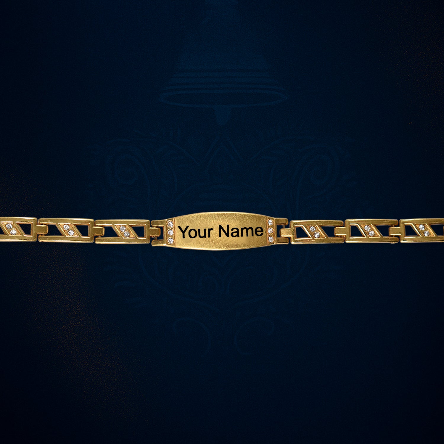 Custom Name Bracelet with Ethnic Band – Personalized Gold-Plated Wristwear