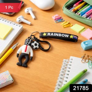 Rainbow Strap Cartoon Football Boy Keychain (1 Pc)