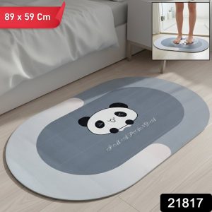 Anti-Slip Cartoon Panda Printed Bathroom Floor Mat (1 Pc, 89 x 59 Cm)