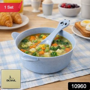 Wheat Straw Kids Soup Bowl with Matching Spoon (240ML, 1 Set )