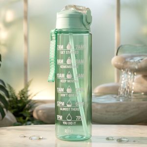 Motivational Water Bottle with Time Marker and Flip Top Lid (900 ML)