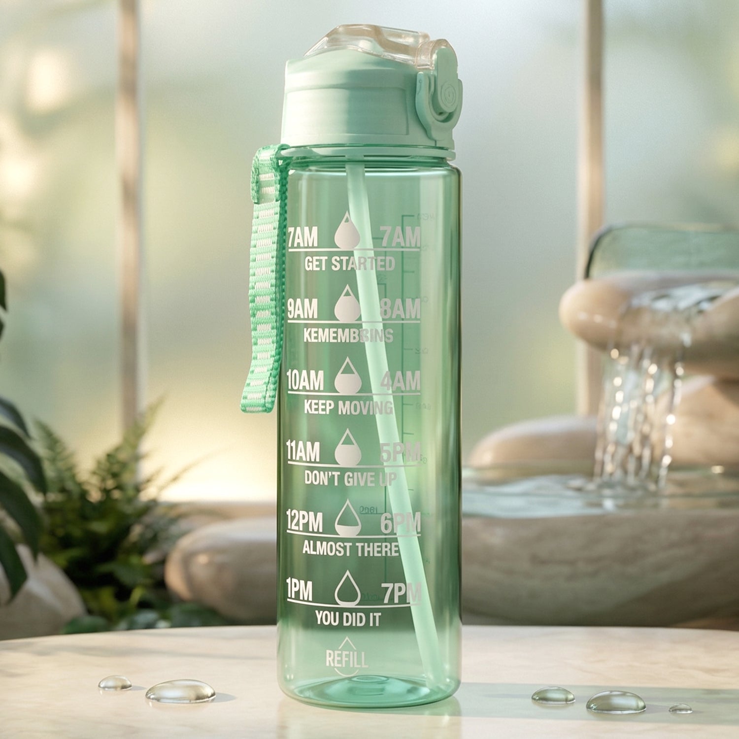 Motivational Water Bottle with Time Marker and Flip Top Lid (900 ML) - Image 4