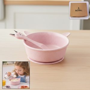 Premium Kids Feeding Bowl with Cute Spoon (1 Set, 240ML)