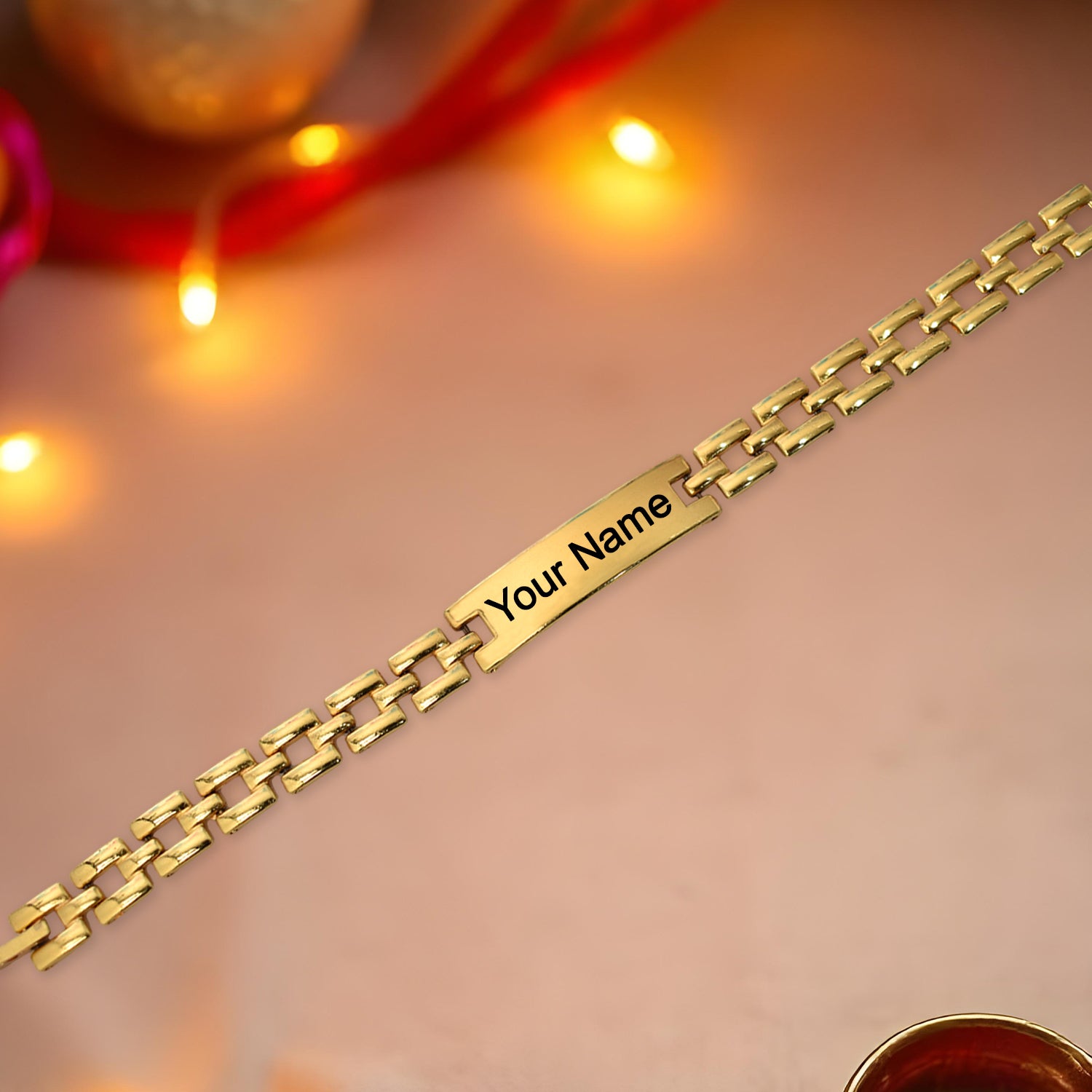 Custom Engraved Gold-Plated Name Bracelet for Men – Elegant Personalized Gift
