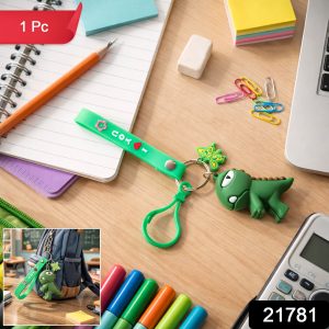 Cute Dinosaur Cartoon Keychain with Silicone Strap (1 Pc)
