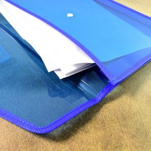 Transparent Document File Folder Multi-Color Button Closure File Bags (1 Pc / Mix Color)