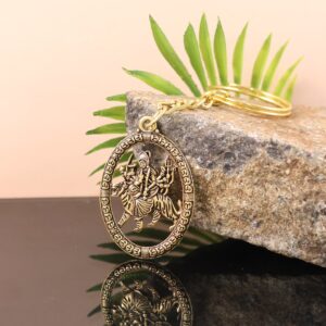 Premium Golden Metal Durga Maa Keychain (1 Pc)