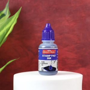 Officemate Stamp Pad Ink Blue – 15 ml Bottle | Fade-Resistant, Quick-Drying Refill