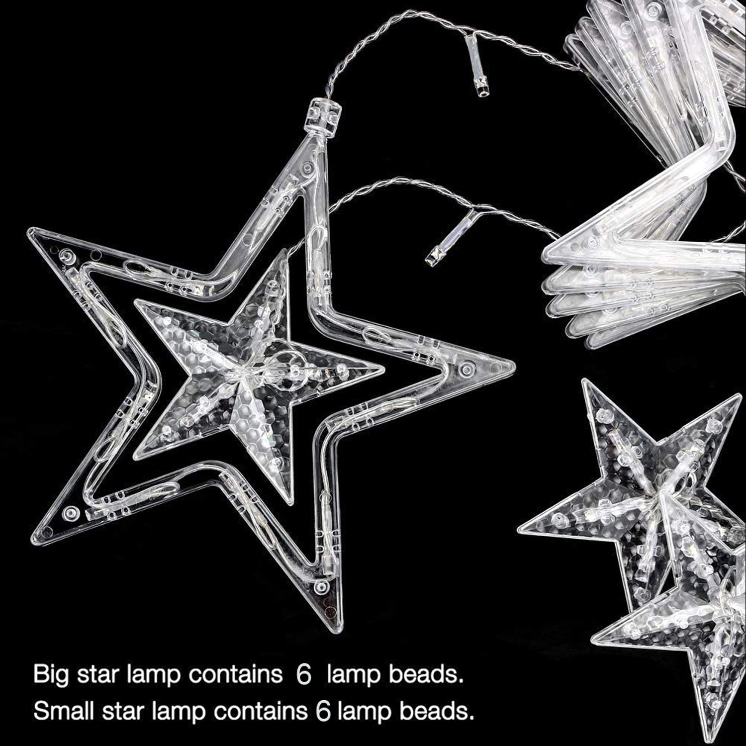 12 Stars Curtain String Lights – 8 Flashing Modes for Festival Decoration