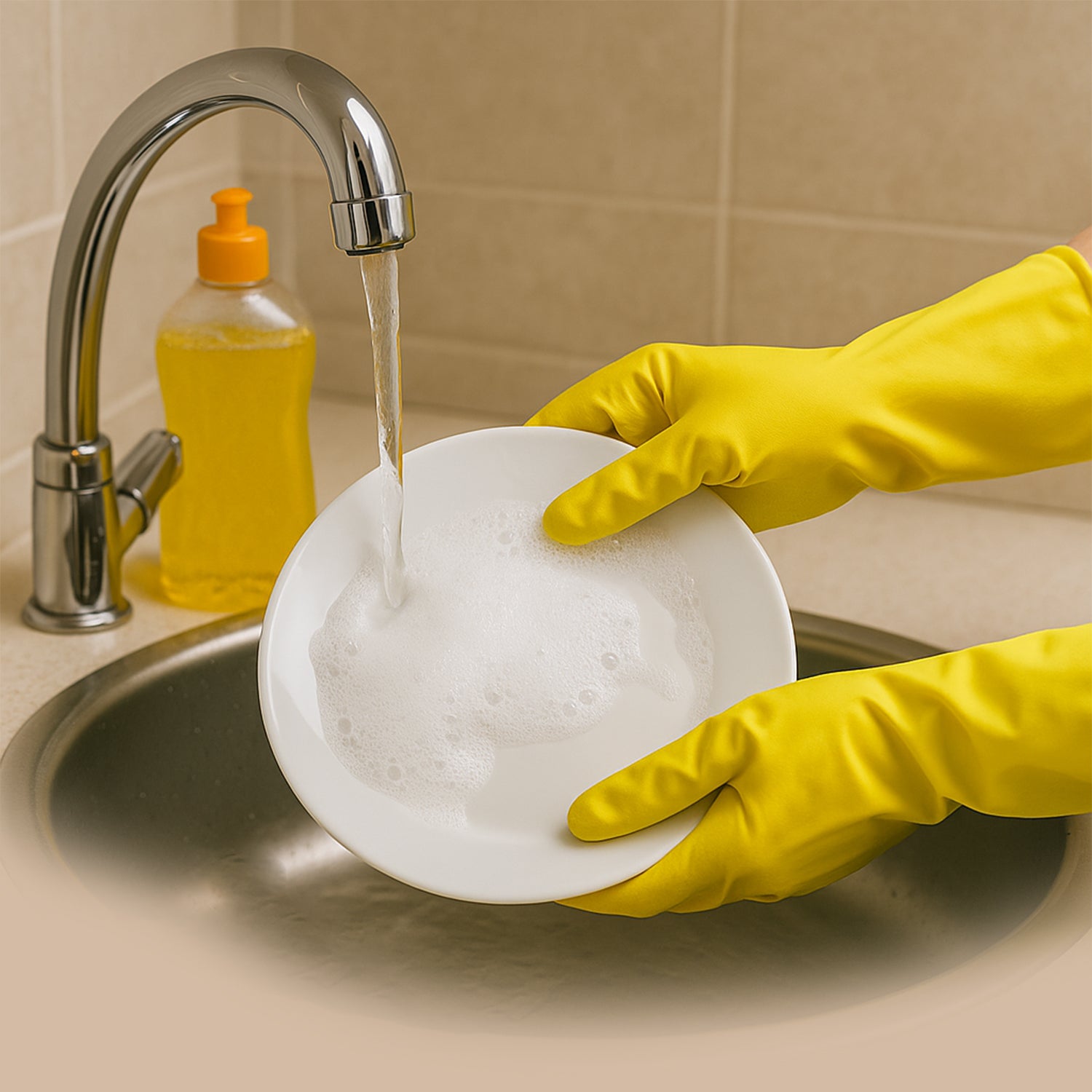 2 pair med yellow gloves For Cleaning