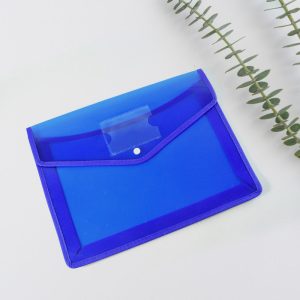 Transparent Document File Folder Multi-Color Button Closure File Bags (1 Pc / Mix Color)