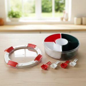 Plastic 5 Compartment Spice Storage Box With Spoons