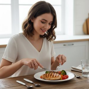 Stainless Steel Cutlery Set with Marble Design Handle (4 Pc  Set)