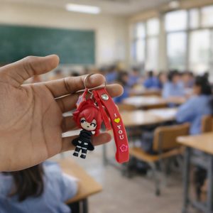 Cute Cartoon Girl Character Keychain with Strap and Decorative Charm (1 Pc)